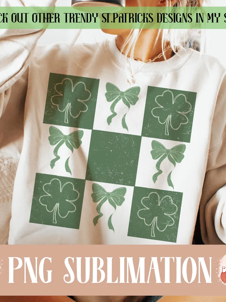 Retro Checkered St Patrick's Day PNG, Lucky Shamrock PNG, Retro St Patrick's Day PNG, St Patricks Coquette Png, Lucky Png, Irish Png, Clover