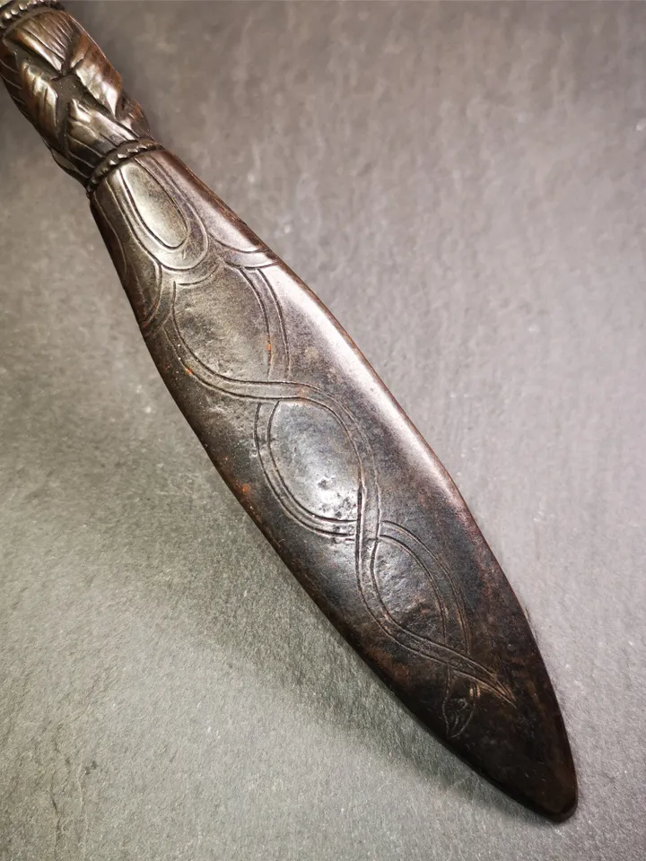 Gandhanra Handmade Tibetan Buddhist Ritual Implement - Kila -Dorje Phurba,Black Manjusri Sword,Made of Cold Iron inlaid with Copper, 9"
