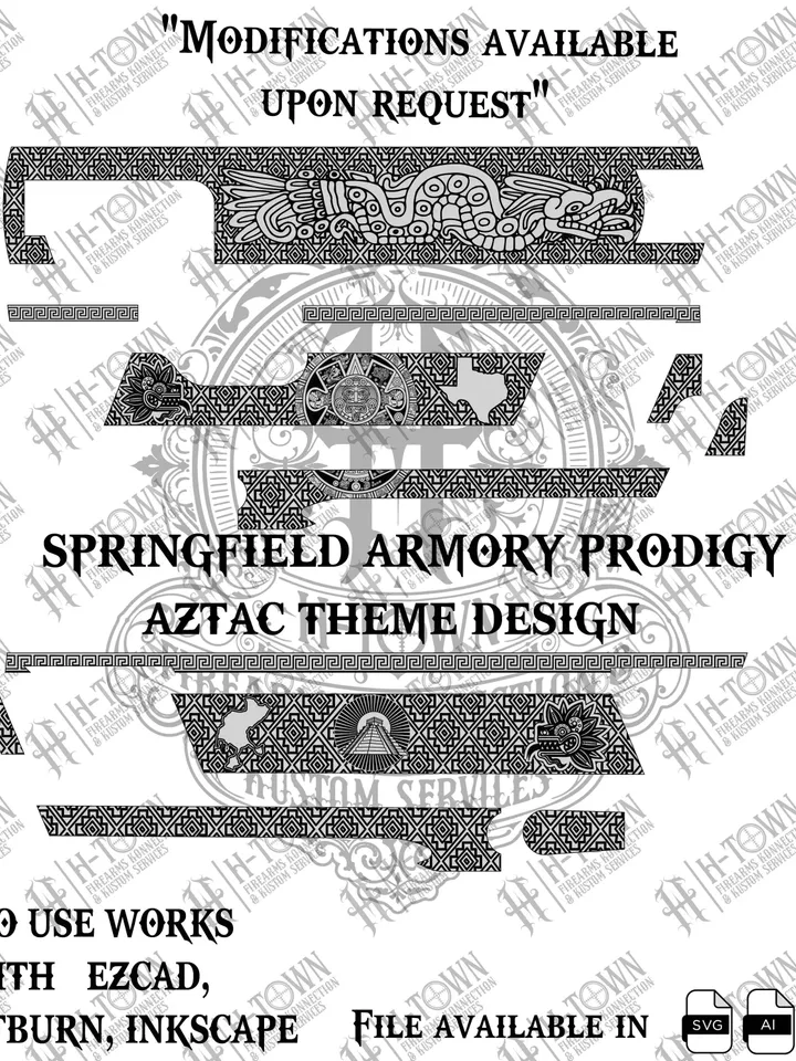Springfield Armory Prodigy Engraving | Aztec Theme Scroll Design | Laser Engraving File | SVG Ai Png | Compatible with EZCAD LightBurn