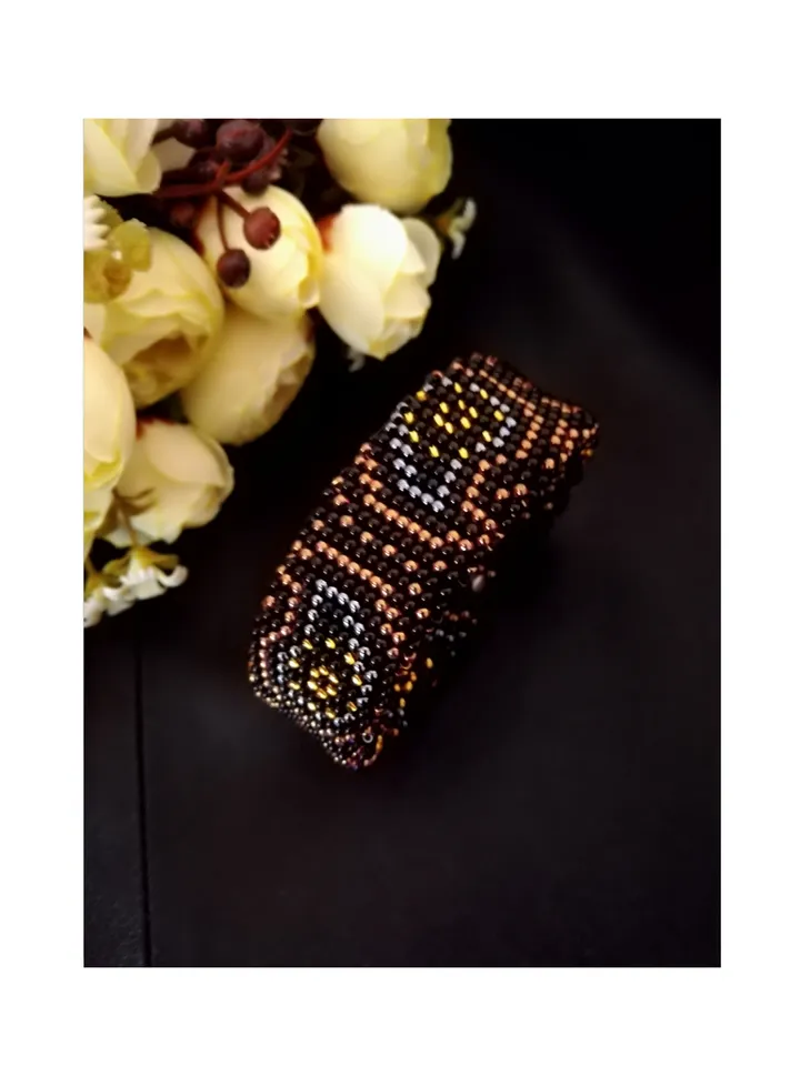 Glass Seed Bead Crochet Bracelet , Beaded Bracelet , Destash Crochet Bead Jewely