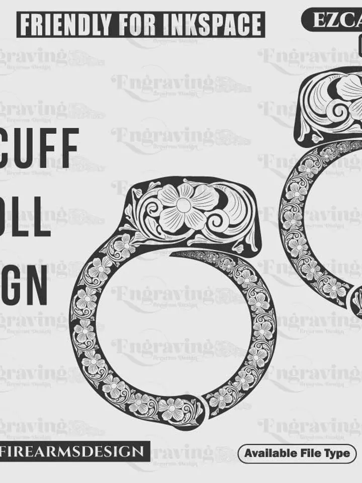 Handcuff S&W M100-1 Scroll Design svg,lasercut,laserengraving,fiberlaser,engravingfiles,laserpattern,engravingdesign,engravingpattern