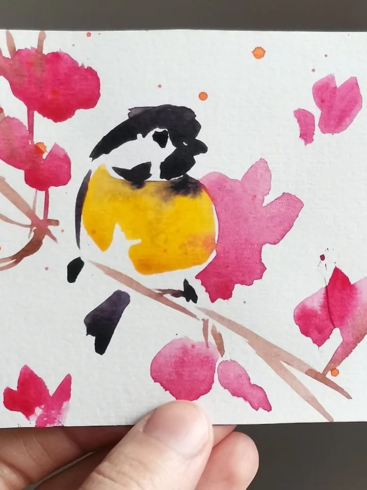 Chickadee Painting Original Art Watercolor Painting Bird Art
