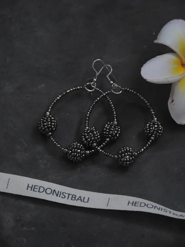 Bead handmade ball earrings | hoop earrings | handmade jewelery | bad art work | classy hoop bead earrings | gift for her