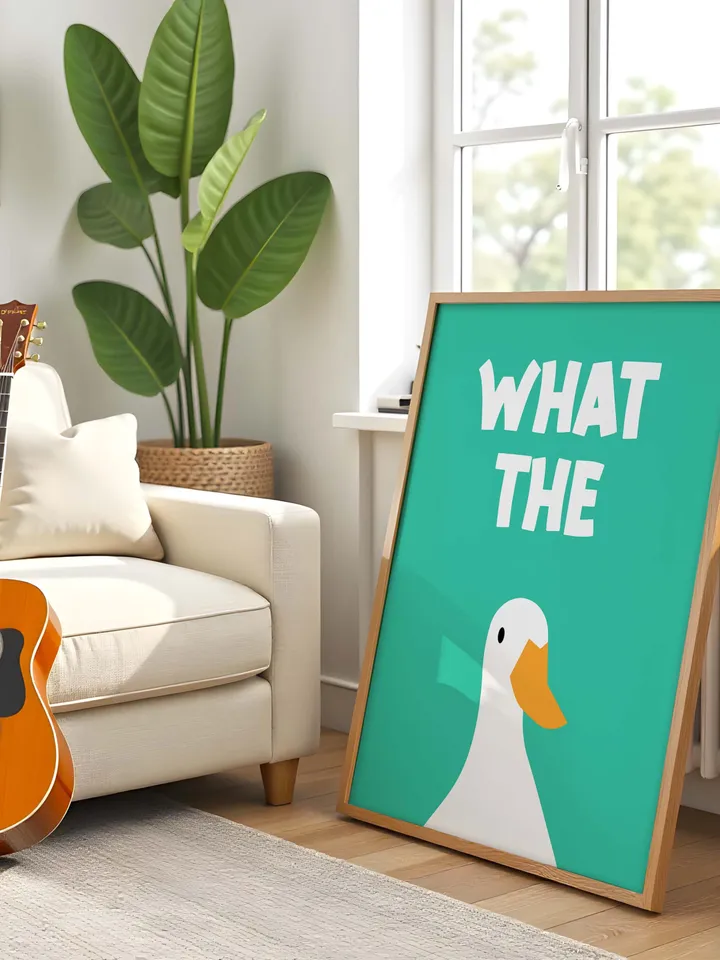 What the Duck Poster Funny Bathroom Wall Art Printable Duck Quote Digital Humor Sign Quirky Toilet Decor Instant Download Digital green