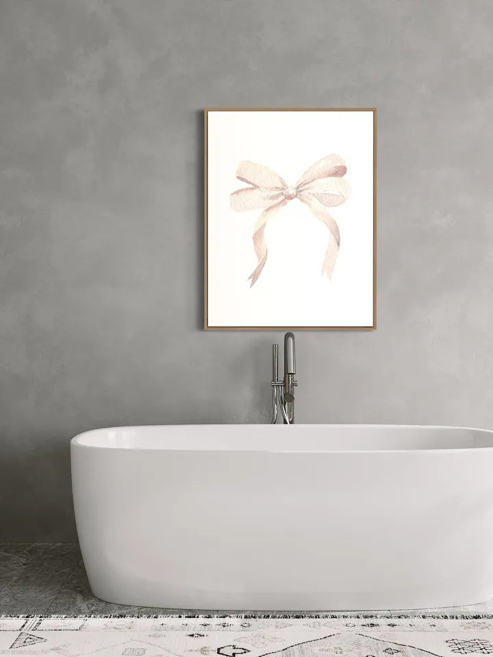 White Bow Watercolor Painting Art Print, White Nursery Art, Little Girl Room, Grand Millennial Style, Watercolor Hair Bow Print,Girly Poster