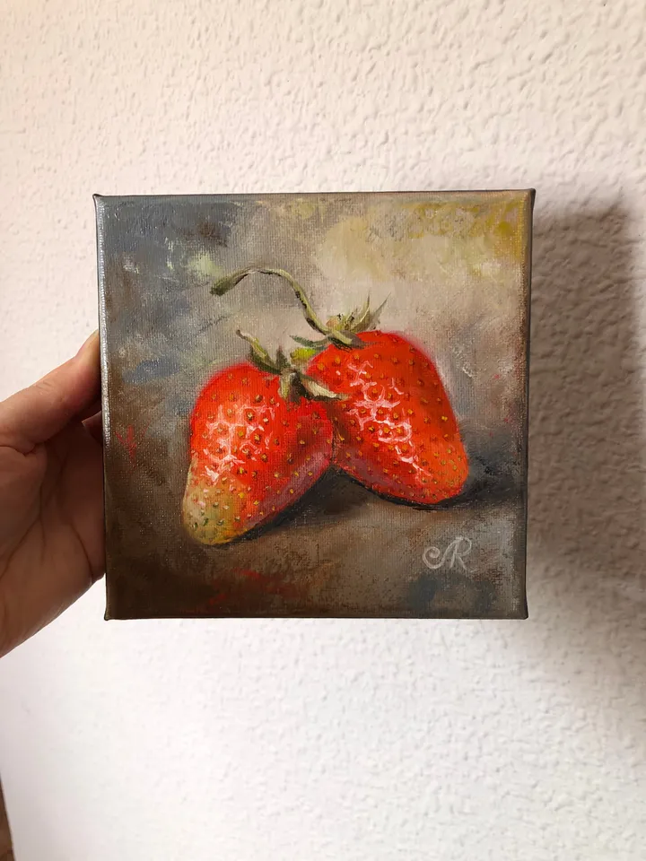 Fruits Painting on Canvas Kitchen Still life Strawberry Painting