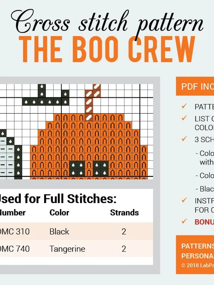 The BOO Crew Happy Halloween Cross stitch pattern  Embroidery Pattern  Instant Download  Cross Stitch Patterns  Embroidery Designs