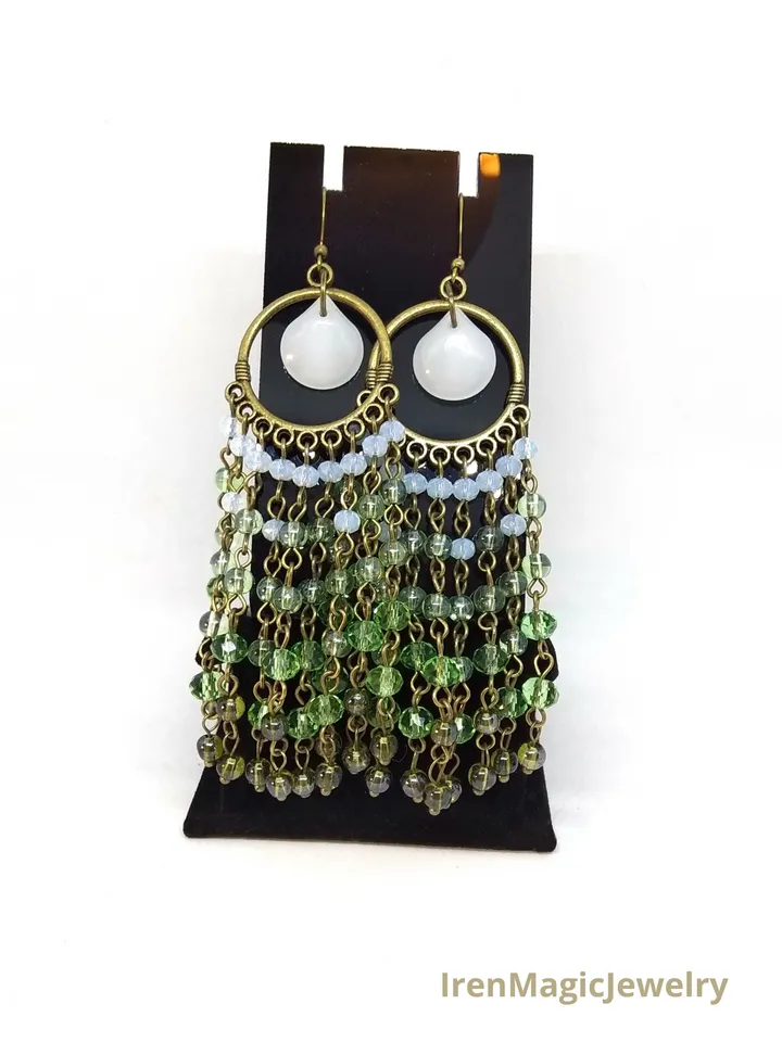 Long Green Boho Earrings – Summer Vibes