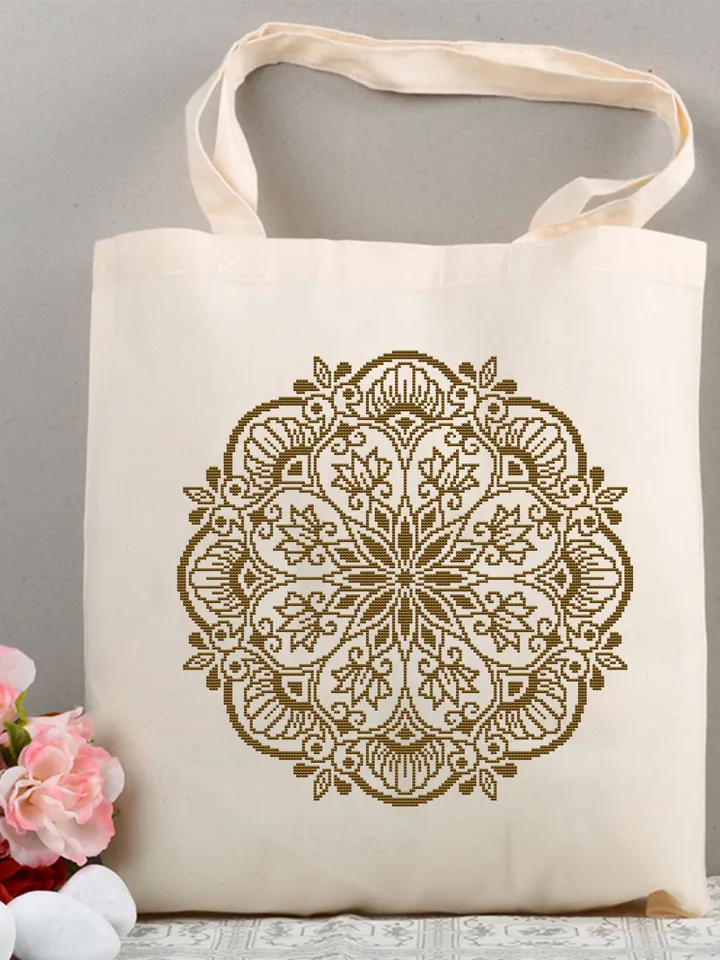 Flower mandala cross stitch pattern download PDF Floral mandala digital Beginner stitch Monochrome cross stitch Modern xstitch chart #M168