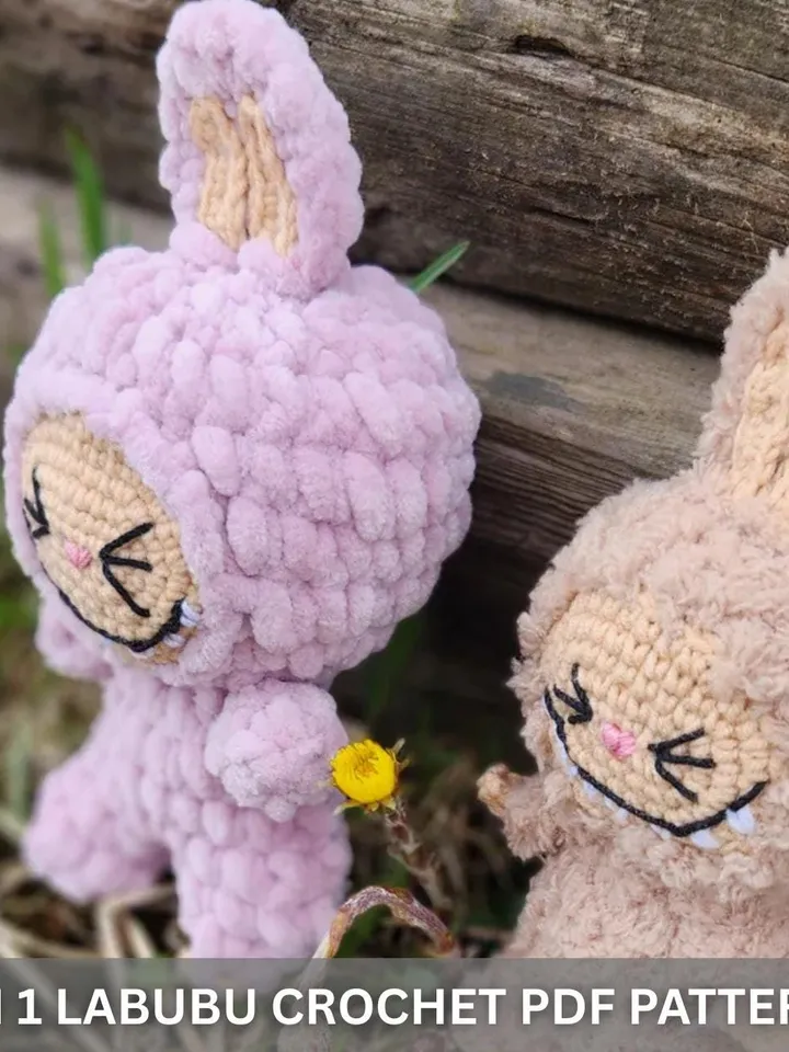 Smiling Bunny CROCHET PATTERN, Labubu Inspired Amigurumi Plushies, Creepy Cute Monster Rabbit Toy, Ugly sweetie Lafufu