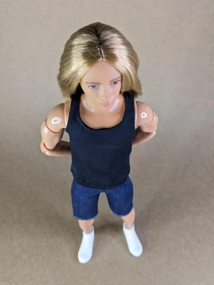 Black tank top for 12-inch fashion male dolls