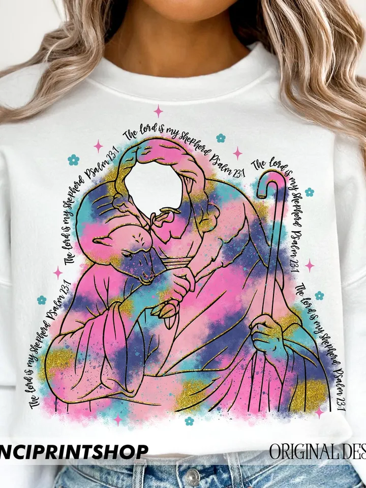 Brush Stroke Jesus Png, The Lord is my Shepherd Png, Easter Bible Verse, Easter Shirt Png, Easter Christian png, Christian Artwork, Easter