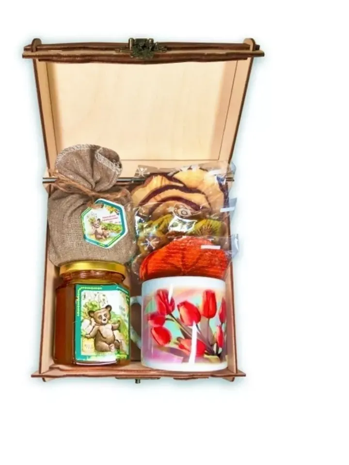 Gift set box with honey "Tulips"