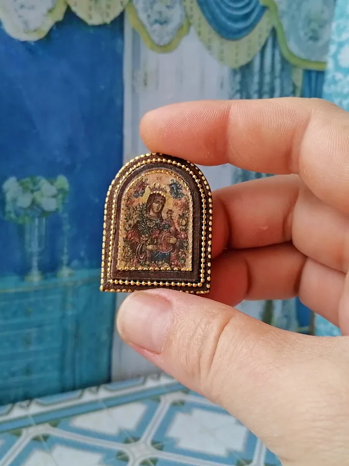 Miniature icon. Christmas icon.1:12 scale.Dollhouse miniature. Christmas. 1:12.Handmade. Ancient icon.