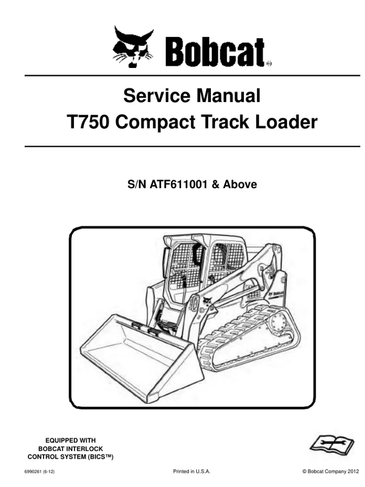 BOBCAT T750 COMPACT TRACK LOADER SERVICE REPAIR SHOP MANUAL