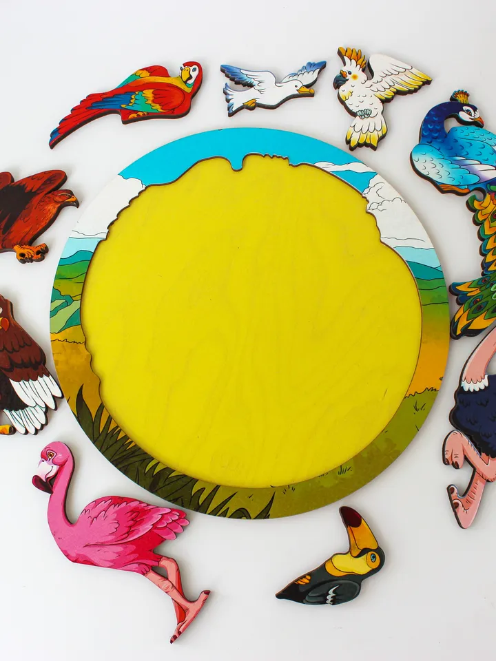 Wooden Puzzle - birds, Baby Toys Age 2 3 4 5 year, Wood Montessori Board game
