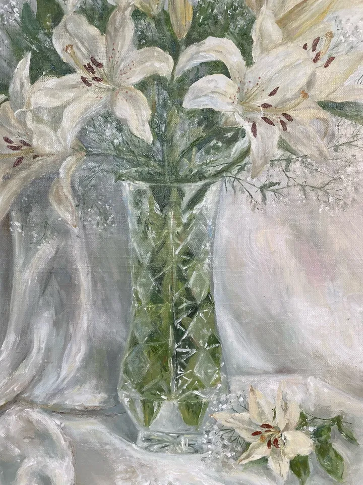 Oil painting "White Lilies"