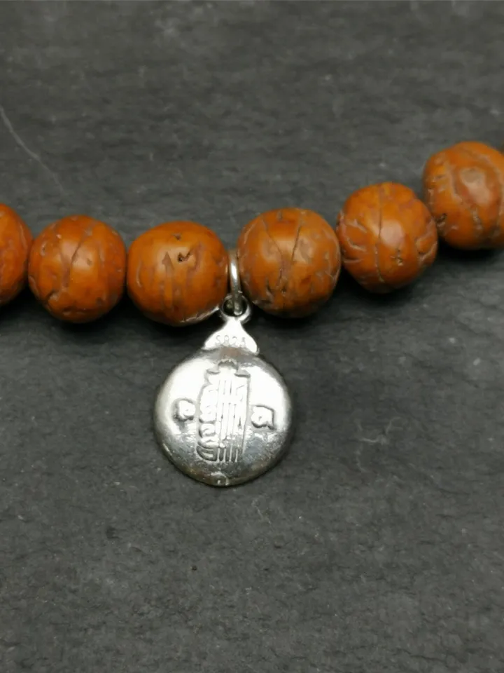 Gandhanra Handmade Tibetan Buddhist Calendar Badge Pendant,Kalachakra Amulet for Mala,Necklace,Made of Sterling Silver,Small Size 0.6"