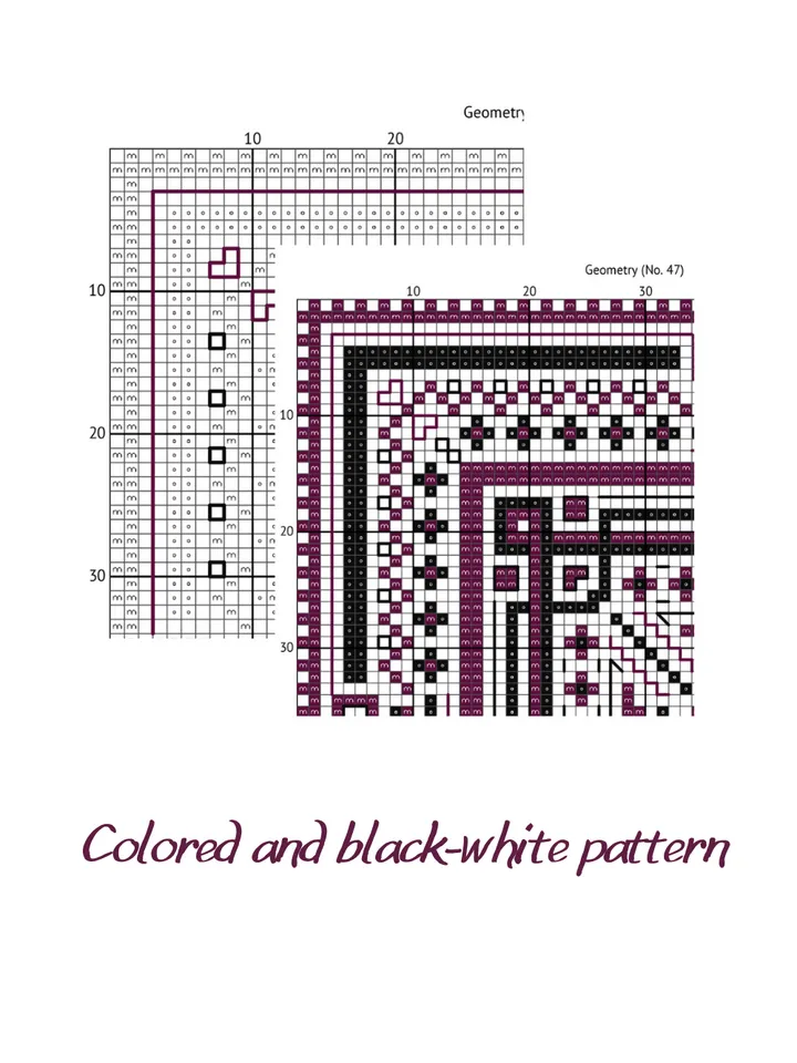 Cross stitch pattern Simple geometry, easy cross stitch chart PDF