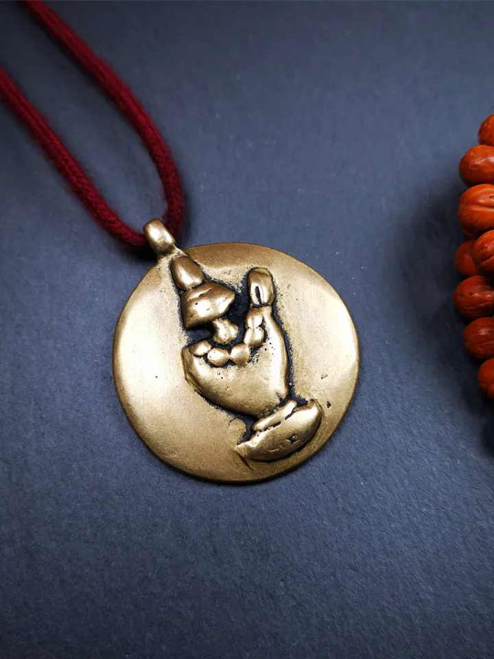 Gandhanra Vintage Tibetan Buddhist Calendar Badge,Melong Mirror, SIPAHO Amulet(srid pa ho),Jiugong Bagua,made of Copper,1.77"