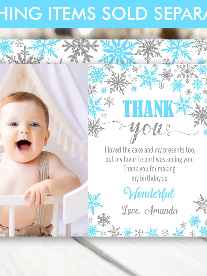 Winter Onederland Invitation Boy 1st Birthday Invitation, Winter Wonderland Birthday Invitation, Blue Silver Snowflake Editable Template