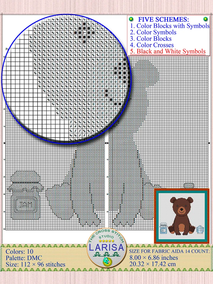 Bear Cross Stitch Pattern | Adorable Bear Cub Stitch Pattern