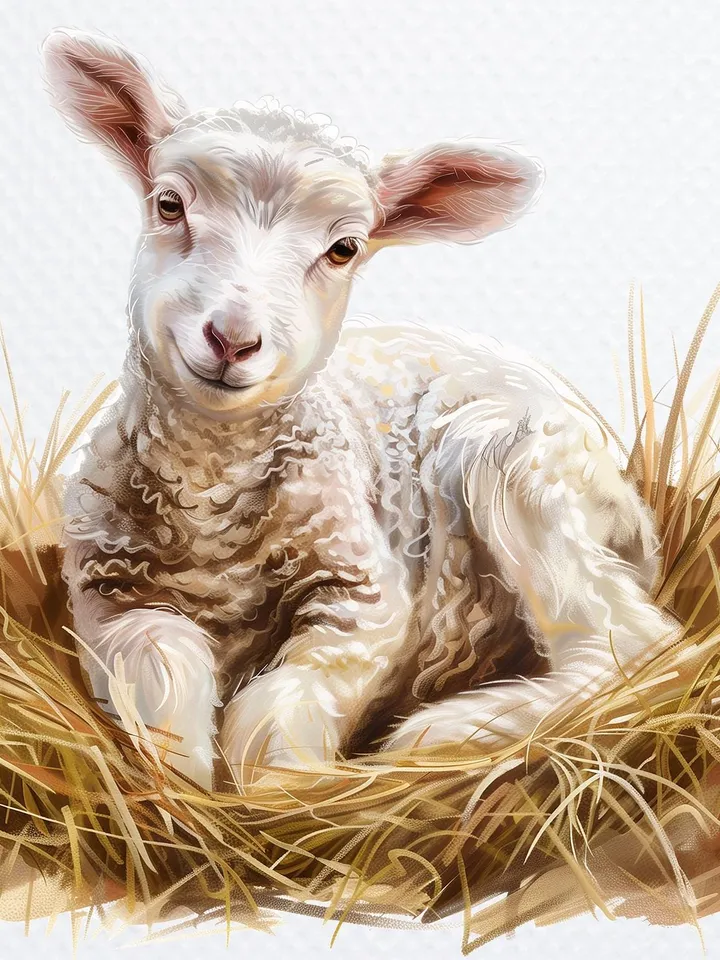 10 Cute Lamb PNG Clipart Bundle, Watercolor Sheep Clipart, Printable Sublimation clipart, Paper crafts, junk journal, nursery art