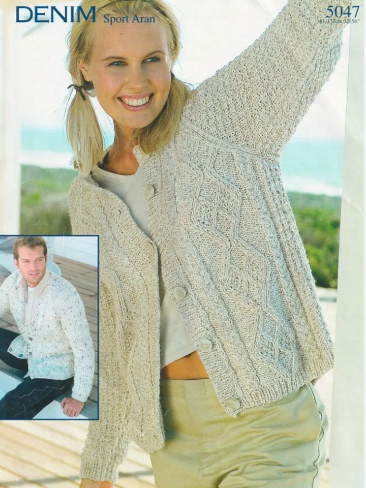 Aran cardigan knitting pattern cable short cardigan women men cardigan pattern