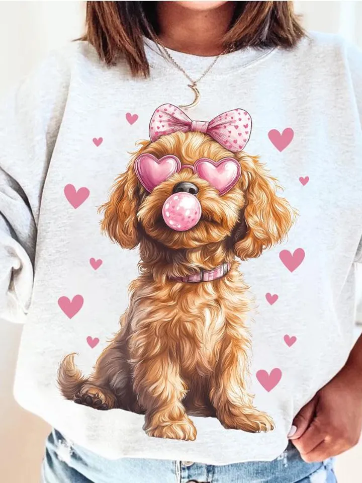 Goldendoodle Coquette PNG, Doodle Mom Valentine Gift, Pink Coquette Dog Bow Valentines PNG, Labradoodle Sublimation Shirt Design, Dog Lover