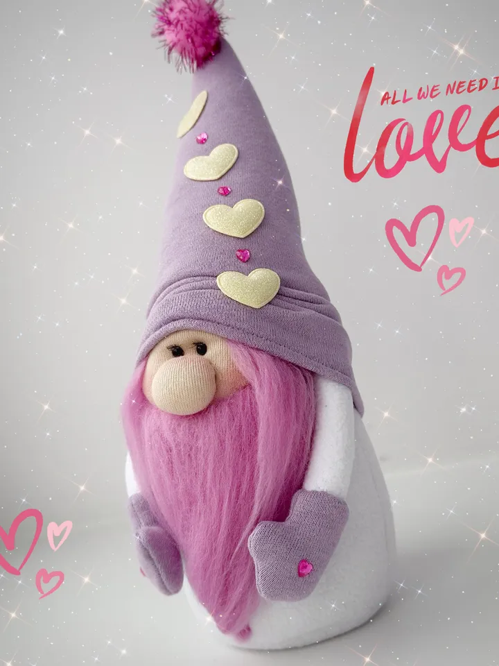 Handmade Valentine gnome. Holiday gnome for loved ones. Valentine gift for her. Anniversary gift. Wedding gift.
