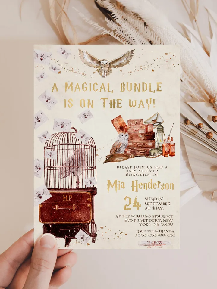 DIY Wizarding World Baby Shower iNVITATION; Magic School Baby Shower Template; School of Wizard Baby Shower invitation template; wh1
