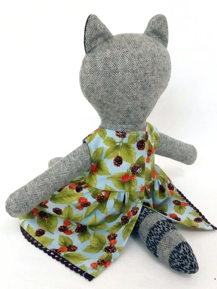 Gray raccoon girl, stuffed animal toy, handmade soft raccoon doll