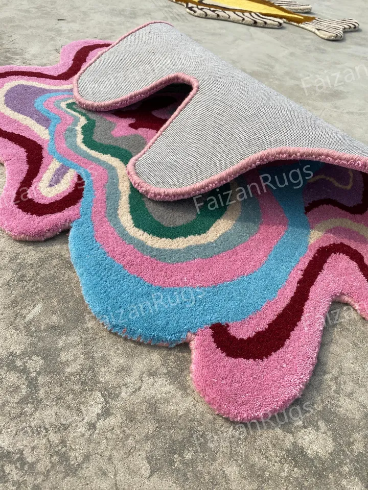 Funky rug, stunning pink rug, hand-tufted area rug, kitchen rug, living room rug, kids' rug, 3x5, 5x7, 6x9, 7x10, 8x10, 9x12, custom rug.