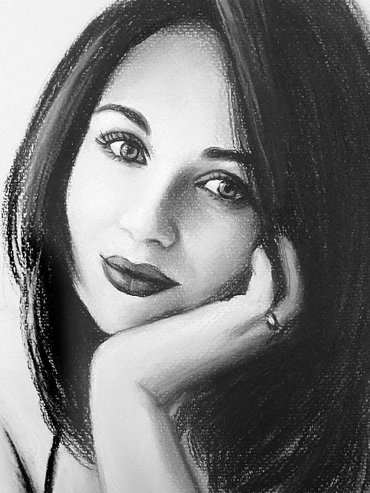 Charcoal Portrait from photo | Order a realistic charcoal and pastel portrait from a photo | Custom hand drawn portrait on paper