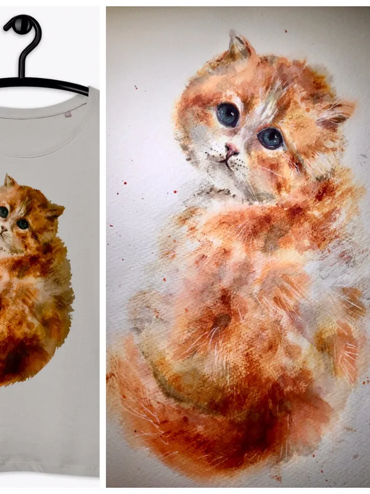 Ginger cat Women’s basic organic t-shirt made with my original design,animals t shirts,cat lovers gifts