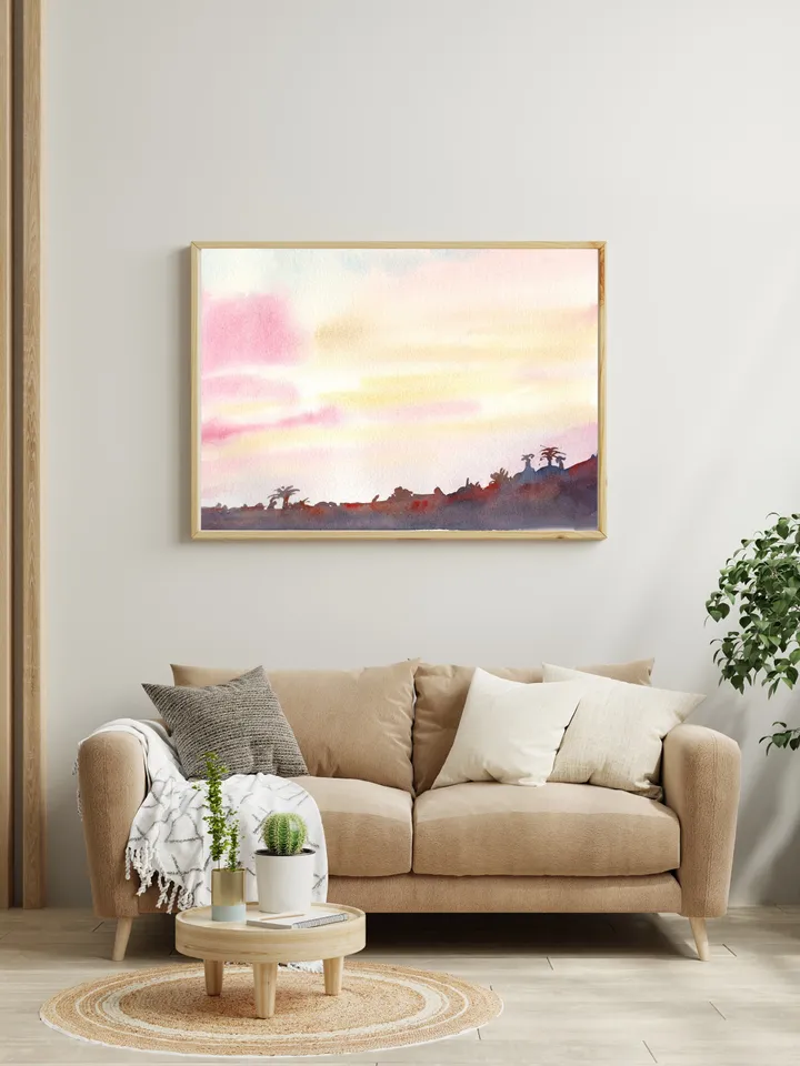 Landscape Watercolor Wall Art Print Forest Trees Art Landscape Wall Art Mountain Poster Watercolor Landscape living Room Print still Life