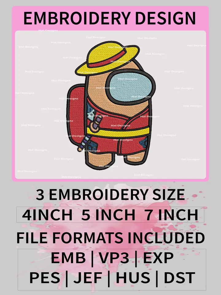 Among Us One Piece Embroidery Files – Crossover Game Anime Machine Embroidery Designs