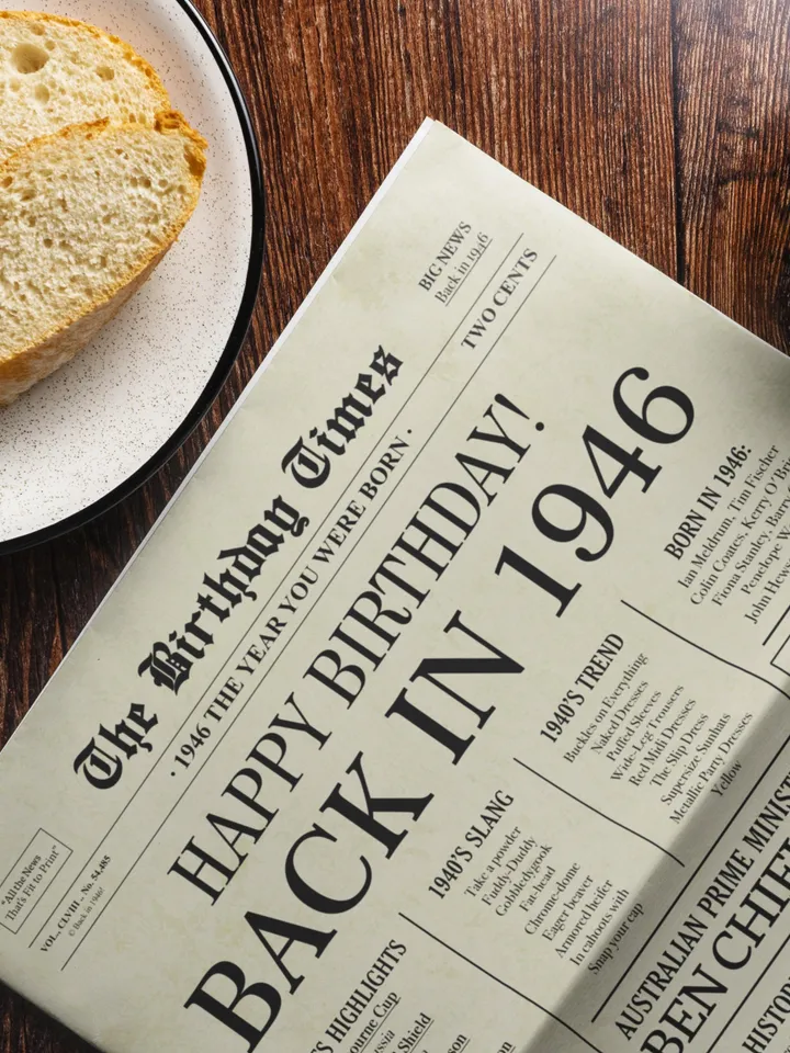 79th birthday newspaper poster printable gift born in 1946 fun facts digital sign back in 1946 australia birthday decor instant download
