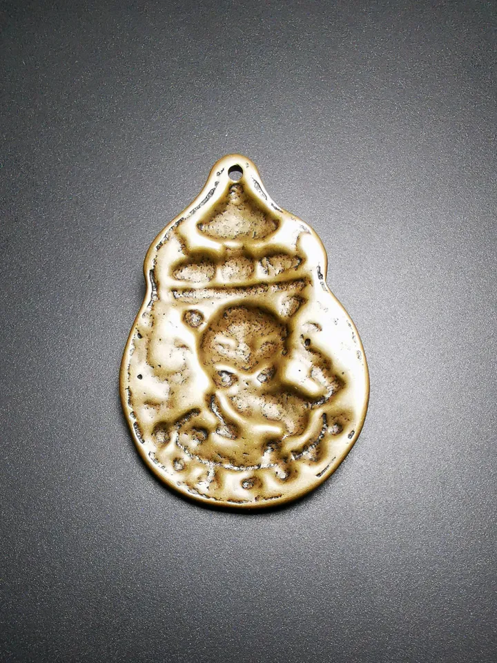 Gandhanra Antique Tibetan Buddhist Protective Pendant,Snow Lion Amulet Badge,50years old