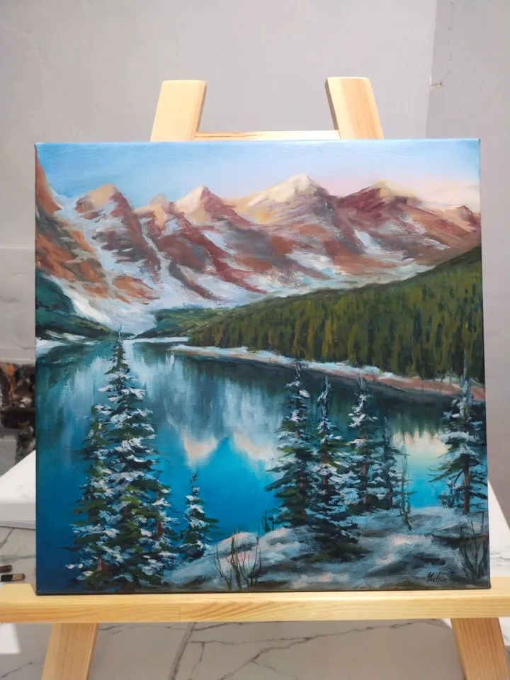 Moraine Lake oil painting Mountain landscape Fine art
