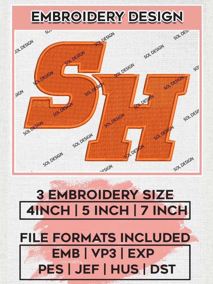 NCAA SH Bearkats College Team Logo Embroidery Design Files, NCAA Sam Houston Bearkats Machine Embroidery, NCAA Teams, 3 sizes, NCAA Machine embroidery designs, Digital Download