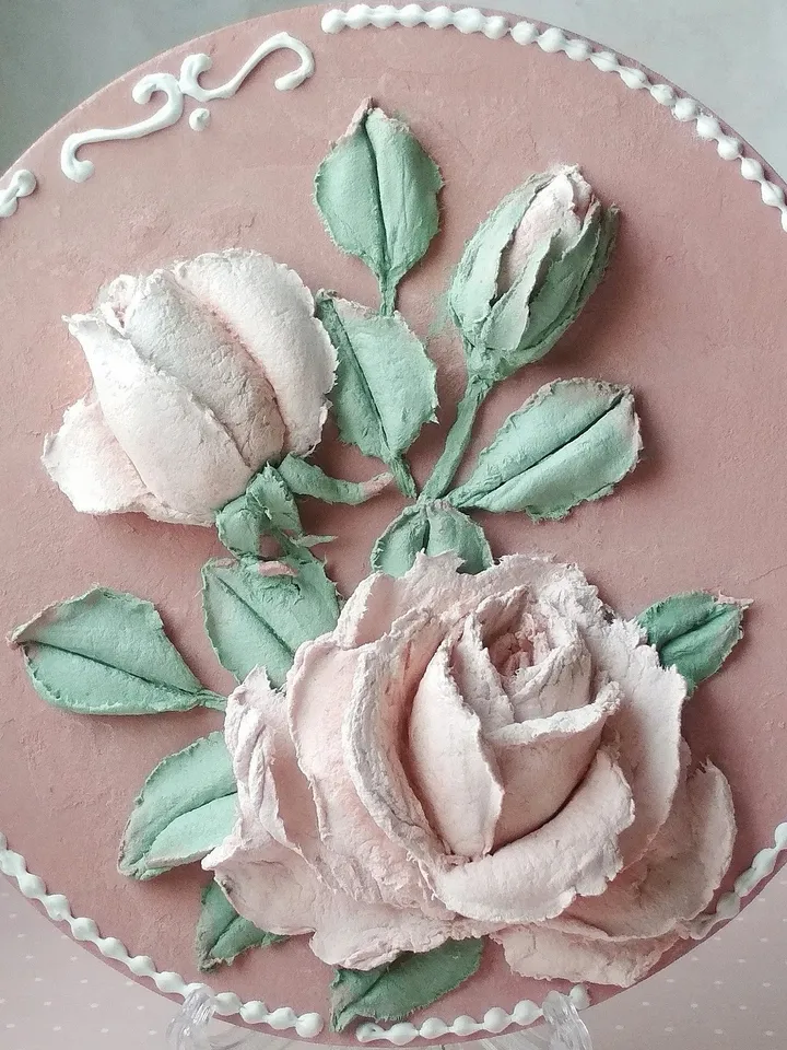 Round small painting with pink roses Roses wall decor for Mother's Day Gift for woman  Floral painting Roses wall decor