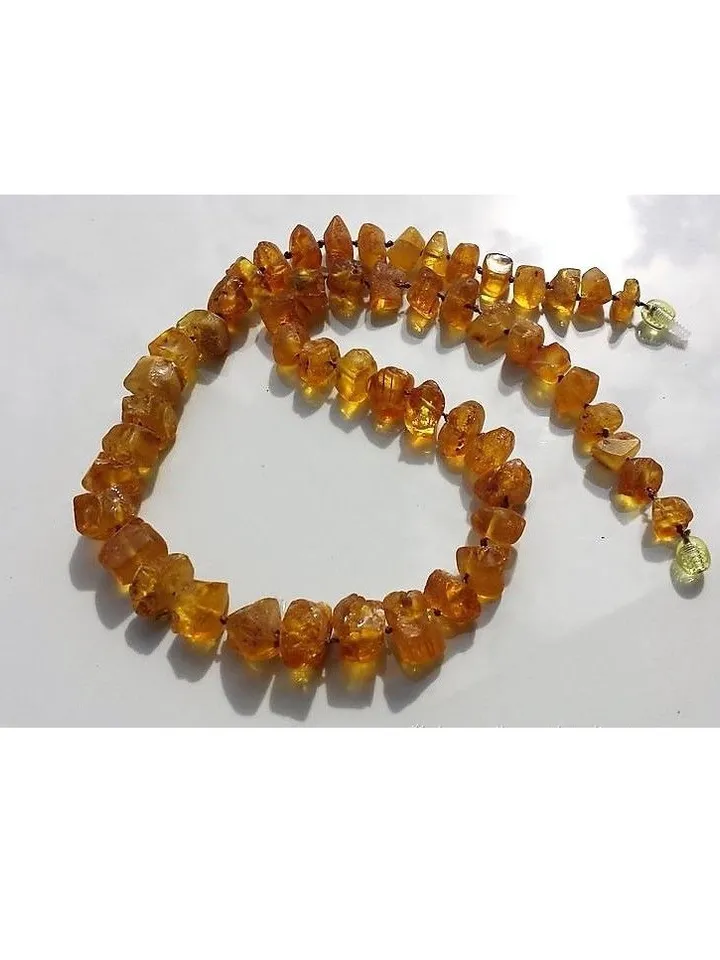 Amber Jewelry Birthday Christmas Gift For Women Mom Healing Baltic Raw Amber Beads Necklace Yellow Gemstone Jewelry Handmade
