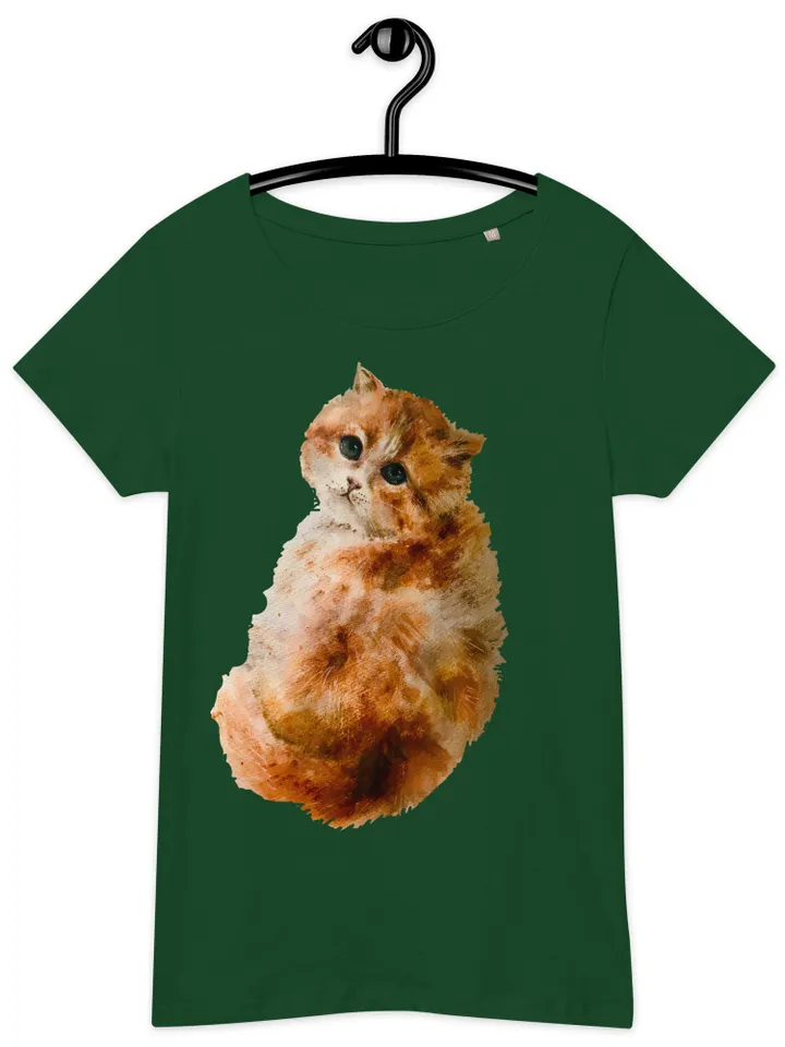 Ginger cat Women’s basic organic t-shirt made with my original design,animals t shirts,cat lovers gifts