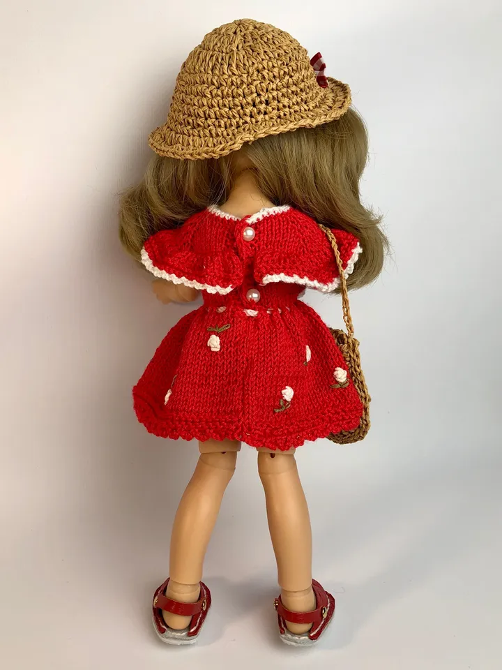 Paola Reina Doll 4 ITEMS Set: Exclusive Handmade Outfit - Dress, Summer hat, Bag, Crocs