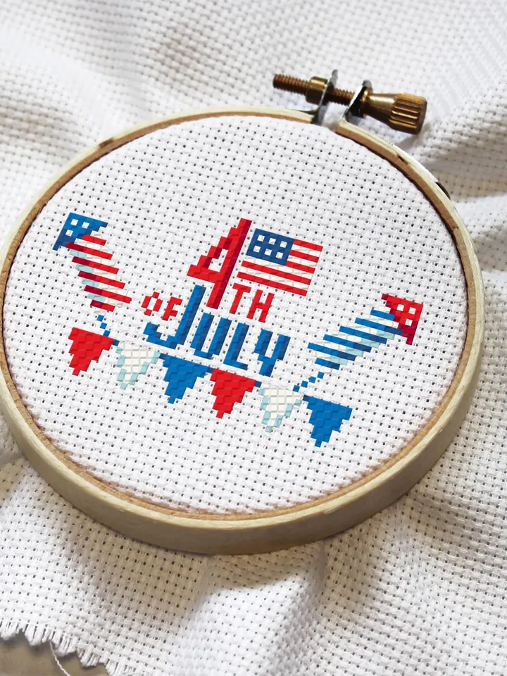 Independence Day july 4 cross stitch pattern PDF download American flag cross stitch chart, Patriotic cross stitch, Firework embroidery #T20