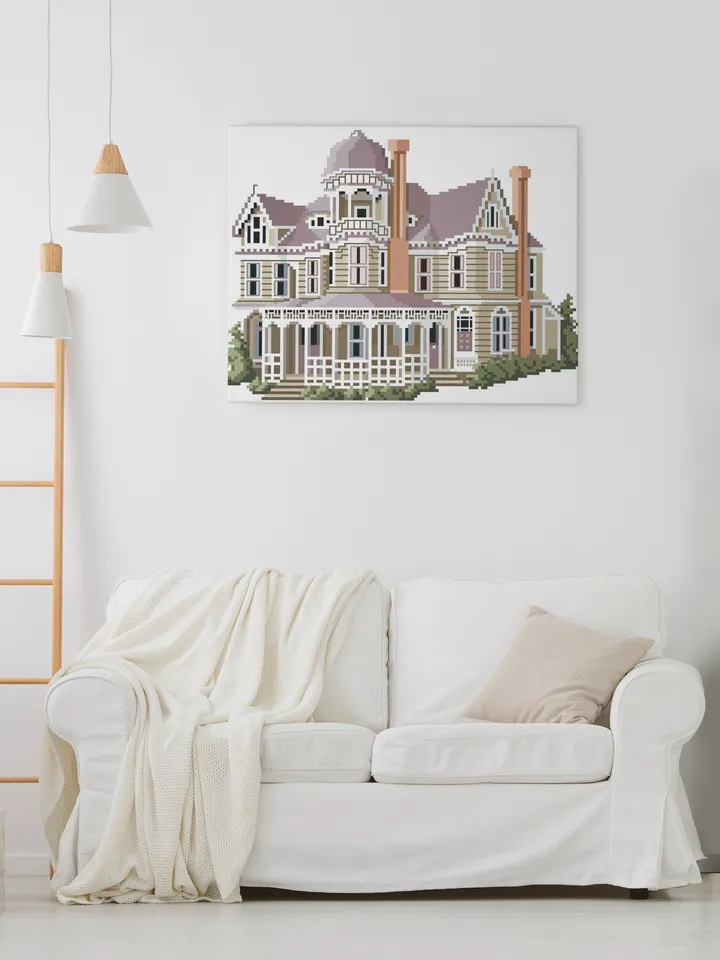 Vintage Cross Stitch Pattern Victorian House Counted Digital Download PDF