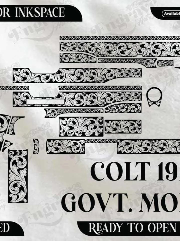 COLT 1911 GOVERNMENT MODEL Design,lasercut,laserengraving,fiberlaser,engravingfiles