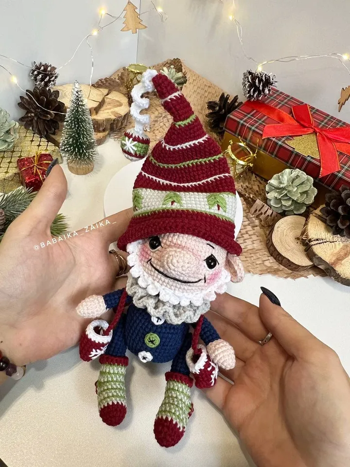 PDF Crochet Pattern Christmas Cute Gnome doll, Santa Gnome, Christmas ornaments, Christmas Decor, Christmas Toy, Scandinavian Gnome