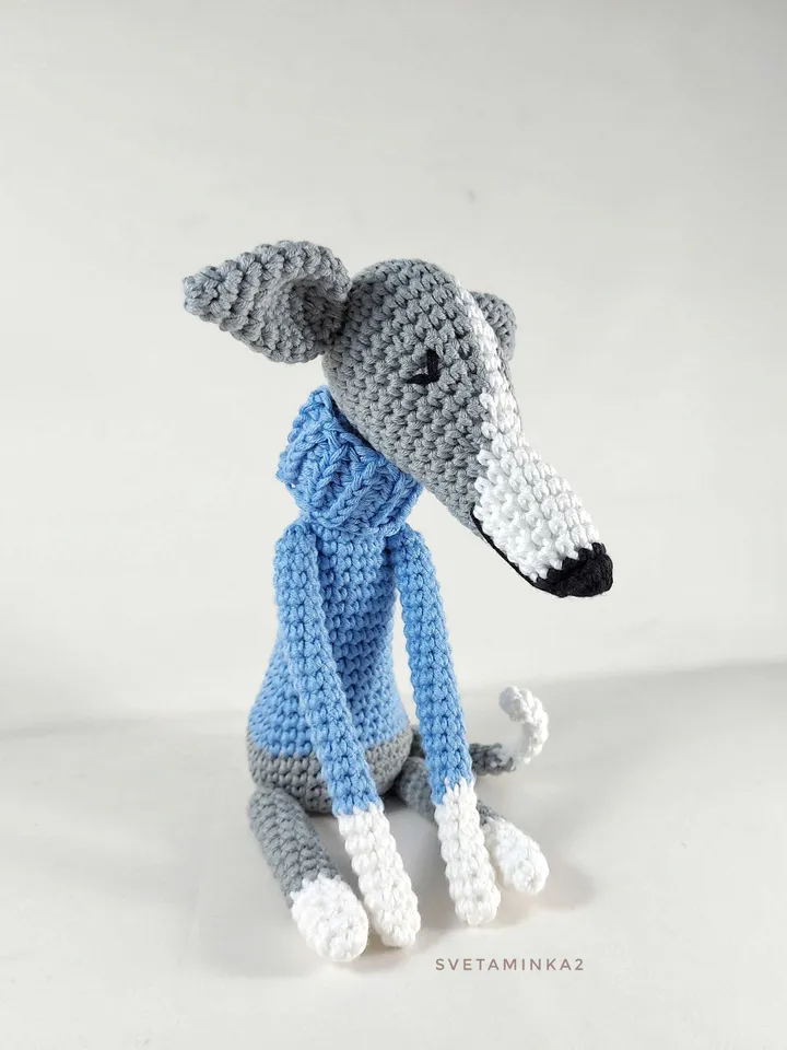 Greyhound Crochet Pattern Amigurumi Dog Whippet Galgo Sighthound. Digital Download. PDF.